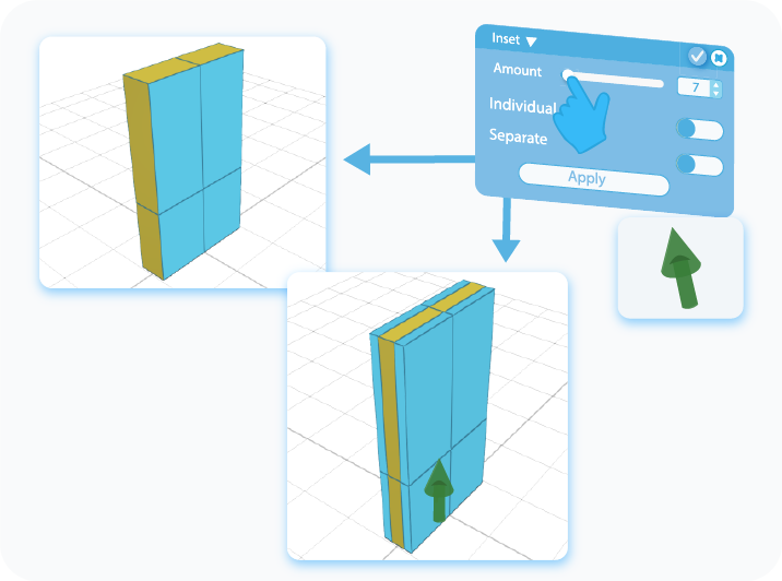 Customize the Amount setting of the Inset by using the slider or text-box